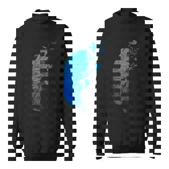 青い羽と鳥が飛んでいる青い羽 キュートでスタイリッシュ スウェットシャツ - Kawaiitshirt