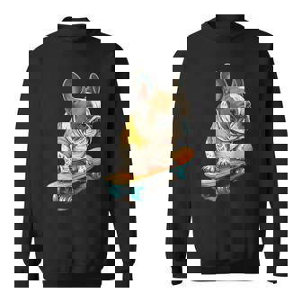 面白い フレンチブルドッグ スケートボード スケーター 犬 イングリッシュドッグ スウェットシャツ - Kawaiitshirt