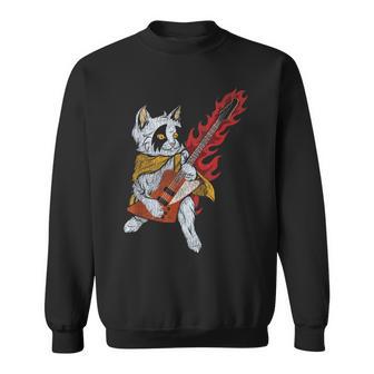 面白い ベースシスト 猫 ギフト ファイヤー 楽器 ベース ギター スウェットシャツ - Kawaiitshirt