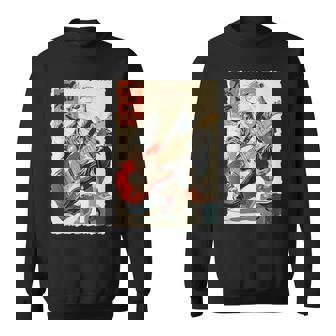 面白い 漫画 アニメ 日本美術 カワウソ ギターを弾く ロック スウェットシャツ - Kawaiitshirt