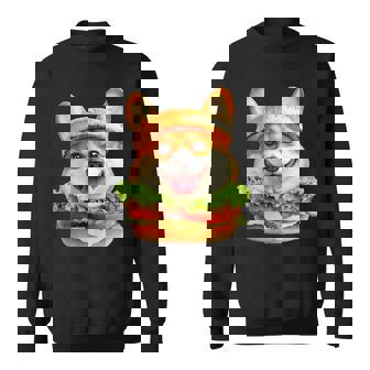 面白いtシャツ コーギー 犬 ハンバーガー メンズ 犬好き グッズ かわいい おもしろ 面白い 服 ネタ スウェットシャツ - Kawaiitshirt