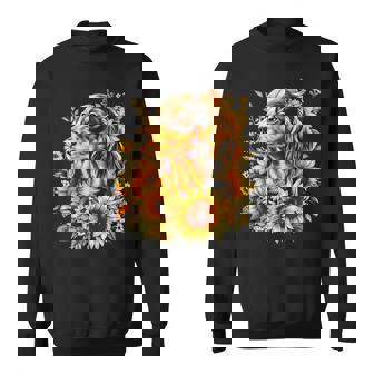 面白いtシャツ ダックスフンド ひまわり わんこ メンズ グッズ かわいい おもしろ 面白い 服 ネタ スウェットシャツ - Kawaiitshirt