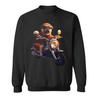 面白いtシャツ パグ バイク イヌ メンズ 犬好き グッズ かわいい おもしろ 面白い 服 ネタ スウェットシャツ - Kawaiitshirt