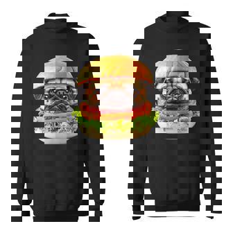 面白いtシャツ パグ 犬 ハンバーガー メンズ 犬好き グッズ かわいい おもしろ 面白い 服 ネタ スウェットシャツ - Kawaiitshirt