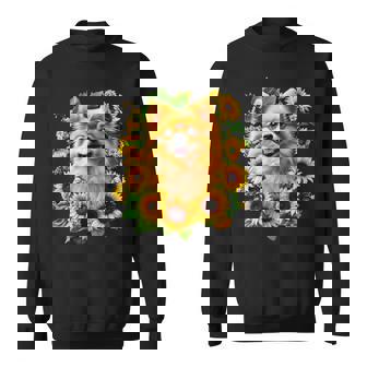 面白いtシャツ ポメラニアン ひまわり わんこ メンズ 犬好き グッズ かわいい おもしろ 面白い 服 ネタ スウェットシャツ - Kawaiitshirt