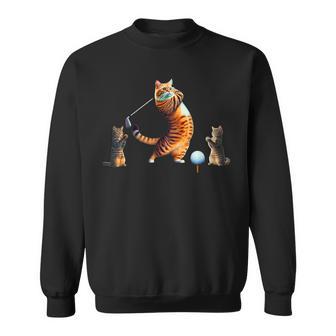 面白いtシャツ 猫 ネコ ゴルフ にゃんこ メンズ 猫好き グッズ かわいい おもしろ 面白い 服 ネタ スウェットシャツ - Kawaiitshirt
