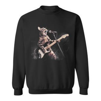 面白いギター猫 エレキギターで遊ぶ ロックスターキャット スウェットシャツ - Kawaiitshirt