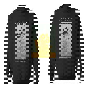 面白いゴッホ ひまわり 猫 ミーム ゴッホ アートグラフィック スウェットシャツ - Kawaiitshirt