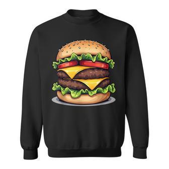 面白いチーズバーガーハンバーガーデザイン キッズ 男女兼用 スウェットシャツ - Kawaiitshirt