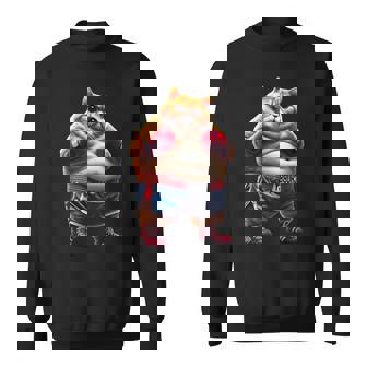 面白いボクシング ジム ワークアウト 猫 ボクシング グローブ アニメ ミーム スウェットシャツ - Kawaiitshirt