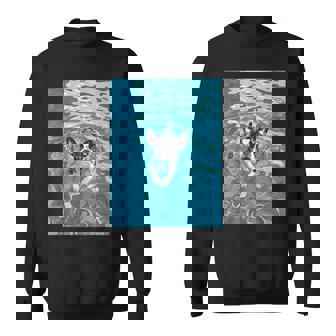 面白いボストンテリア プールで泳ぐ かわいい犬 ママ お父さん スウェットシャツ - Kawaiitshirt