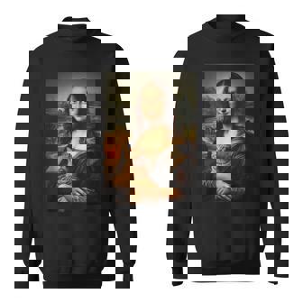 面白い猫 モナリザ 絵画 アート ママ お父さん スウェットシャツ - Kawaiitshirt