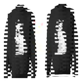 面白い猫 中指 オッドアイドキャット キティ スウェットシャツ - Kawaiitshirt