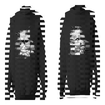 面白い猫 中指 皮肉 いたずらな 発言 スウェットシャツ - Kawaiitshirt