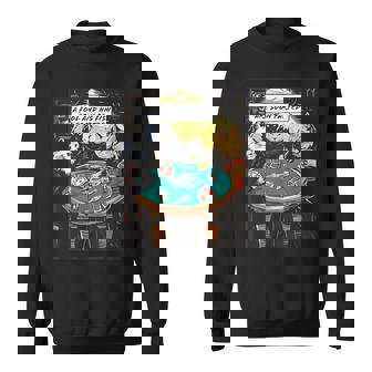 面白い猫のグラフィックプレイの猫ポーカープレイヤーは深刻なポーカーをプレイします スウェットシャツ - Kawaiitshirt