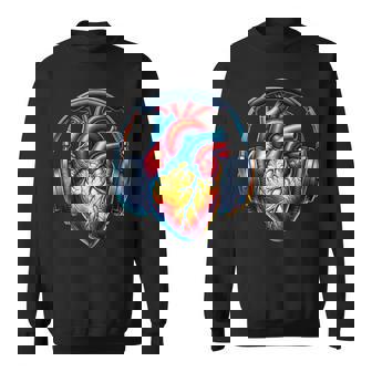 音楽解剖学的ハートとヘッドフォンdjミュージックグラフィック スウェットシャツ - Kawaiitshirt
