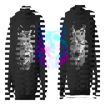 鮮やかなマルチカラーオオカミ スウェットシャツ - Kawaiitshirt