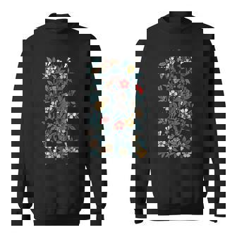 鳥 文鳥と花の模様 スウェットシャツ - Kawaiitshirt