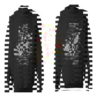 鶴&桜 ヴィンテージ日本刺繍 スウェットシャツ - Kawaiitshirt