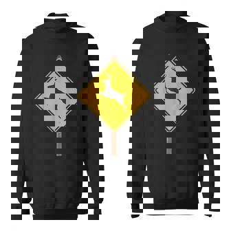 鹿を渡る道路標識コスチューム スウェットシャツ - Kawaiitshirt