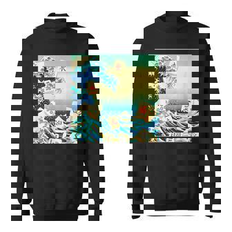 麻雀 おもしろ グッズ 服 筆文字 面白いtシャツ 文字入り 面白い 文字 ネタ メンズ 葛飾北斎 浮世絵 風 スウェットシャツ - Kawaiitshirt