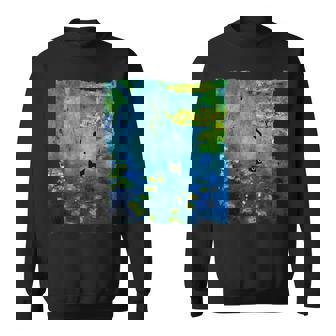 黒猫モネのスイレン絵画アート 猫好き スウェットシャツ - Kawaiitshirt