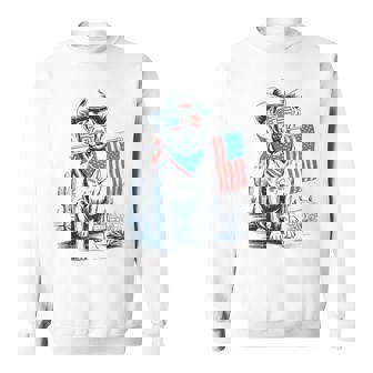 4Th Of July Patriotic Labrador Retriever Cowboy Dog Usa Flag Sweatshirt - Monsterry