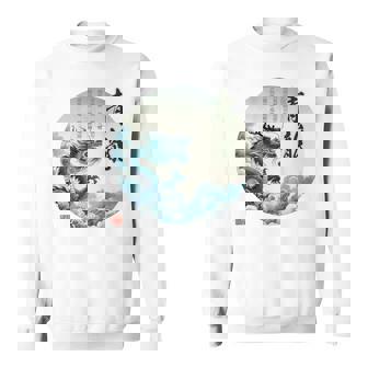 4神 青龍 漢詩 龍 雲 空 舞う バックプリント スウェットシャツ - Kawaiitshirt