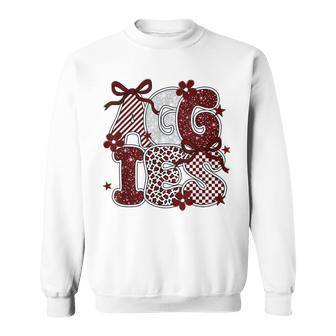 Aggies Maroon And White Leopard School Spirit Mascot Bow Sweatshirt - Thegiftio UK