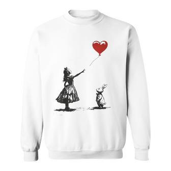 Alice In Wonderland With Balloon Rabbit Whimsical Fantasy Sweatshirt - Thegiftio UK