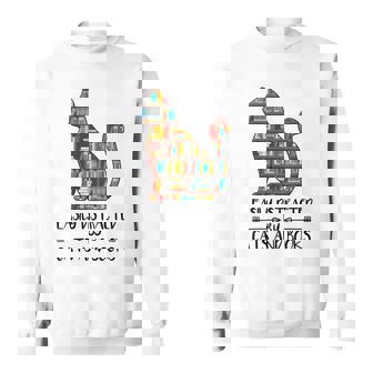 Amateur De Livres De Chat Amusant – Facilement Distrait Par Les Chats Et Les Livres Sweater e - Cadeauxyz