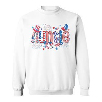 American Auntie Usa Flag Fireworks Patriotic 4Th Of July Sweatshirt - Thegiftio UK