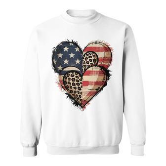 American Flag Heart Leopard Usa Patriotic 4Th Of July Sweatshirt - Thegiftio UK