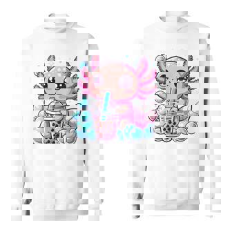 Axolotl Bubble Tea Boba Anime Kawaii Axolotl Sweatshirt - Thegiftio