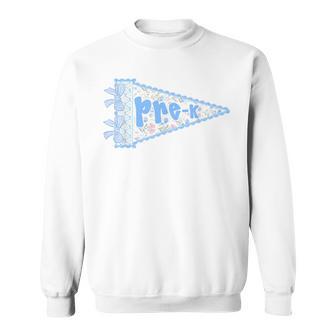 Back To School Preppy Pennant Flag Pre-K Coquette Bow Sweatshirt - Thegiftio UK