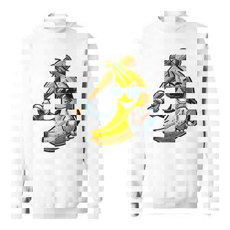 Banana Playing Baseball Fruit Lover Baseball Sports Player Sweatshirt - Thegiftio UK