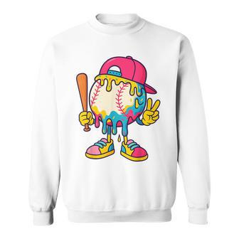 Baseball Ice Cream Drip Youth Back To School Baseball Stuff Sweatshirt - Thegiftio UK