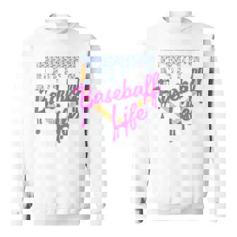 Baseball Life Baseball Home Plate Ice Cream Dripping Sweatshirt - Seseable