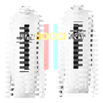 Bocci ぼっち《フェイクゴールド ロゴ》緑 赤 ライン【変なデザイン屋さん】陰キャ オタク ブランド パロディ 面白 長袖tシャツ スウェットシャツ - Kawaiitshirt