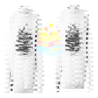 Bunte Bücher Damen Liebe Bücher Aquarell Booklover Sweatshirt - Geschenkecke