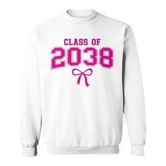 Class Of 2038 Grow With Me Kindergarten Pink Coquette Bow Sweatshirt - Thegiftio UK