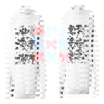 Coquette Red White & Blue Patriotic Bows 4Th Of July Sweatshirt - Thegiftio