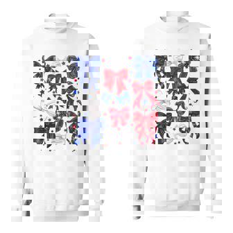 Coquette Red White & Blue Patriotic Bows Retro July 4Th Sweatshirt | Mazezy