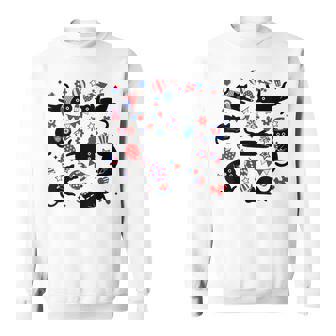 Cute Black Cat Usa Flag Firework Patriotic 4Th Of July Sweatshirt | Mazezy