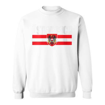 Damen Österreich Fußball 2024 Flagge Austria Kinder Damen Herren Mit-Ausschnitt Sweatshirt - Geschenkecke
