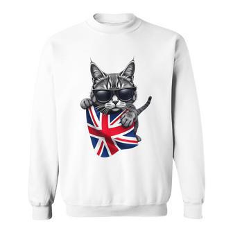 Drapeau Britannique Union Jack Anglais Angleterre Amoureux Des Chats Fierté Britannique Sweater e - Cadeauxyz