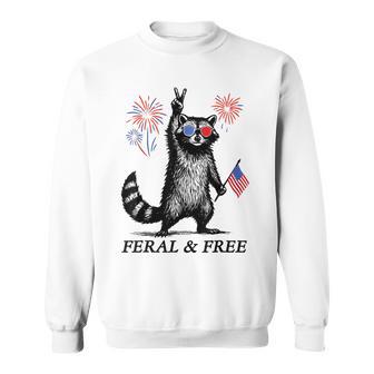 Feral & Free Patriotic Racoon Feral And Free 4Th July Sweatshirt - Thegiftio UK