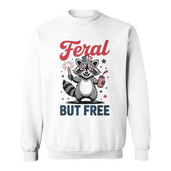 Feral But Free Raccoon 4Th July Toddler Boy Youth N Sweatshirt - Thegiftio UK
