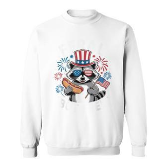 Feral But Free Patriotic Raccoon 4Th Of July Raccoon Hotdog Sweatshirt - Thegiftio UK
