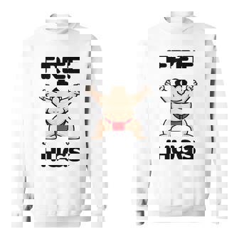 Free Hugs おもしろ相撲力士 相撲ハグ カワイイ相撲ハグ スウェットシャツ - Kawaiitshirt